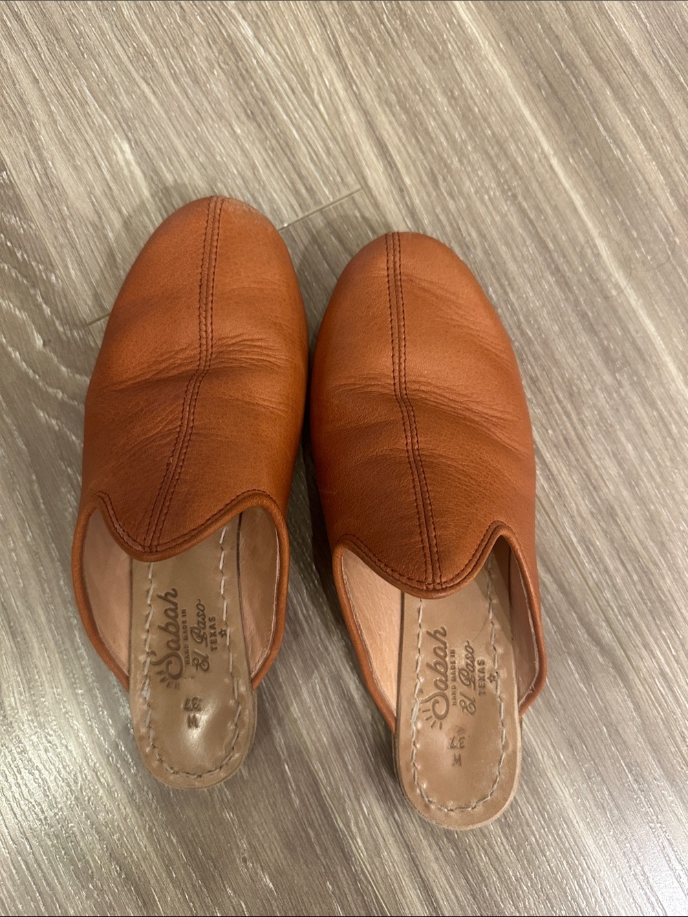 Cognac Leather Slip-On Mules